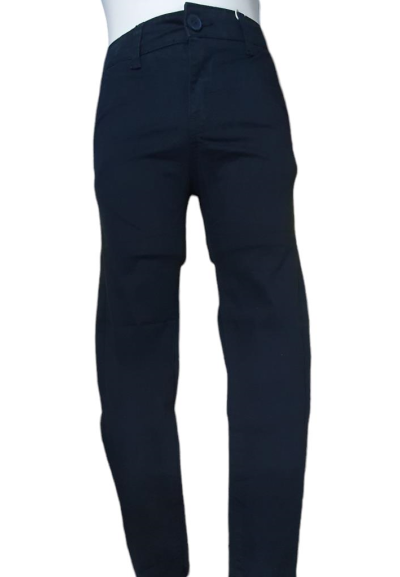 pantalone lungo elasticizzato in cotone blu scuro 5 tasche.