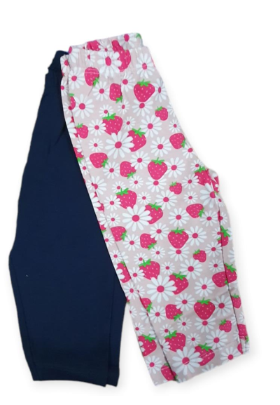 Set 2 Leggings uno rosa con stampa unicorno e uno blu.