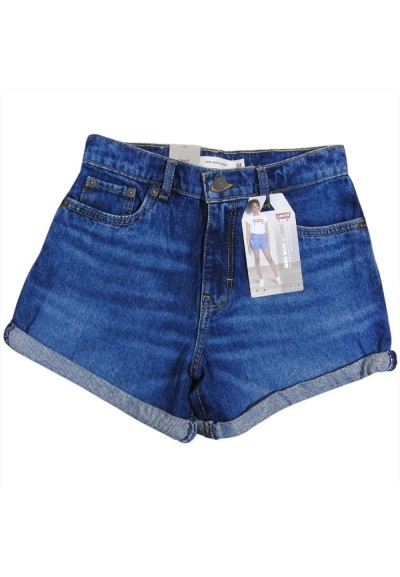 Shorts in Jeans Denim da Ragazza con Risvolto, 5 Tasche, Bottone e Cer