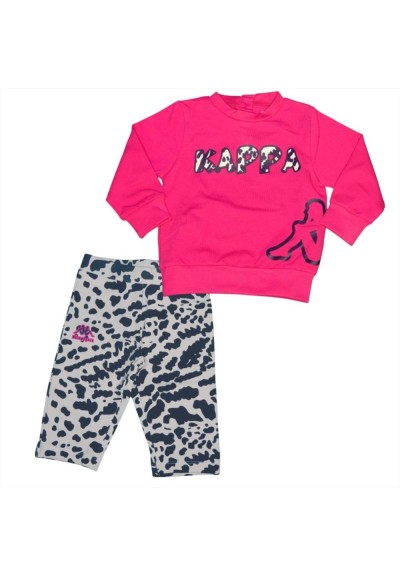 Completo Bambina Kappa - Felpa Fucsia e Leggings Camouflage