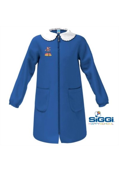 Grembiule blu scuola elementare da bambina, Siggi con zip