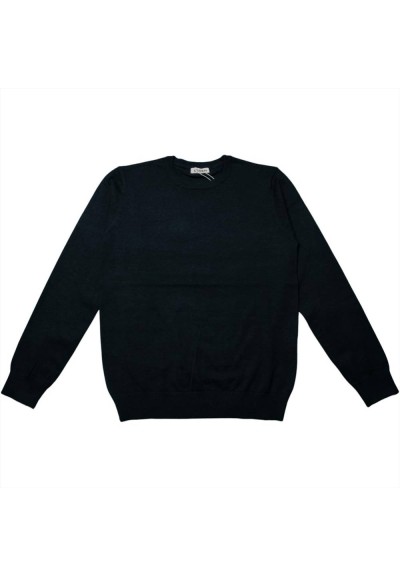 Maglione Uomo Cotone Nero con Polsini a Coste - Comfort e Stile Casual