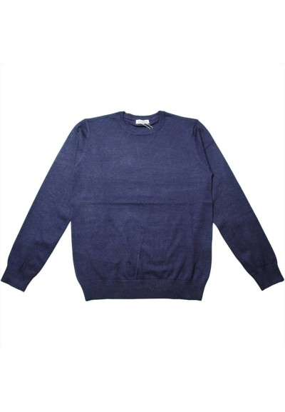 Maglione Uomo Cotone Blu con Polsini a Coste - Comfort e Stile Casual