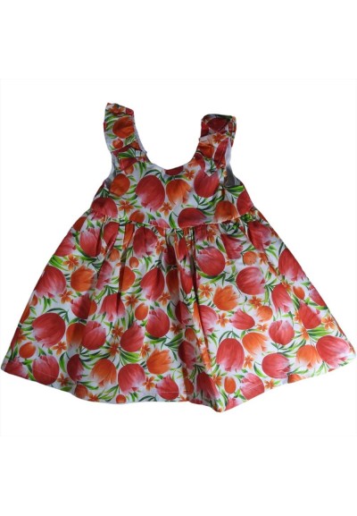 Vestito fiori rossi con sottogonna