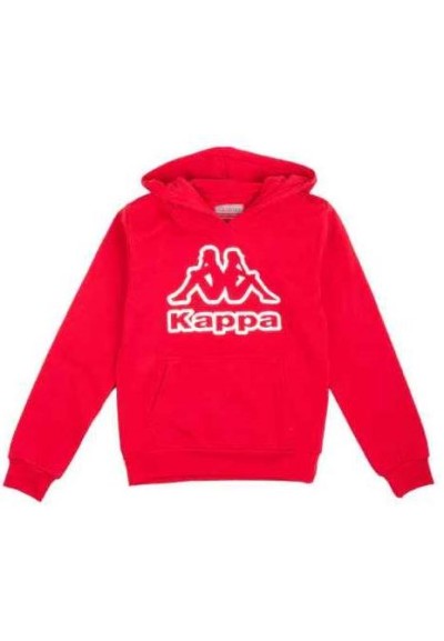 Felpa bambini unisex Kappa con cappuccio in cotone felpato red Vend