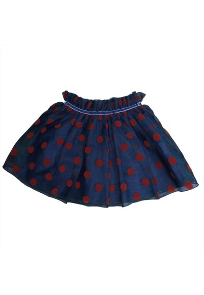 Gonna bimba blu scuro in Tulle con Pois Rossi  - Vendita online | GBMs