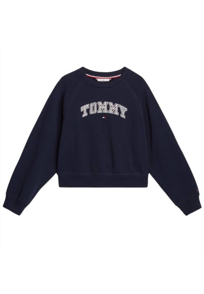 Felpa Ragazza Tommy Hilfiger - Ricamo Rosa e Bianco