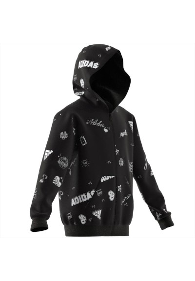 Felpa con zip adidas nera