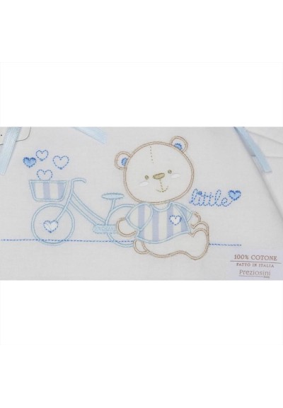 Lenzuolini Orsetto e Bicicletta - Set 3pz per Culla Neonato in Cotone,