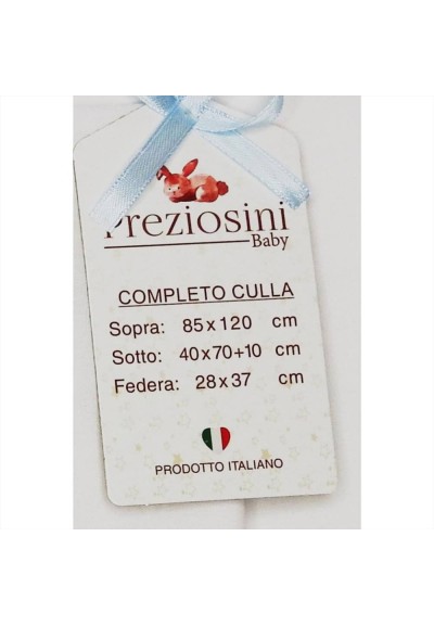 Lenzuolini Orsetto e Bicicletta - Set 3pz per Culla Neonato in Cotone,