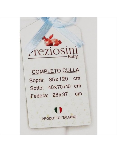 Lenzuolini Orsetto e Bicicletta - Set 3pz per Culla Neonato in Cotone,