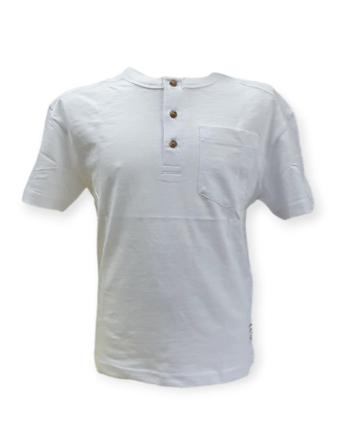 T-Shirt JR bianca con taschino e due bottoni.