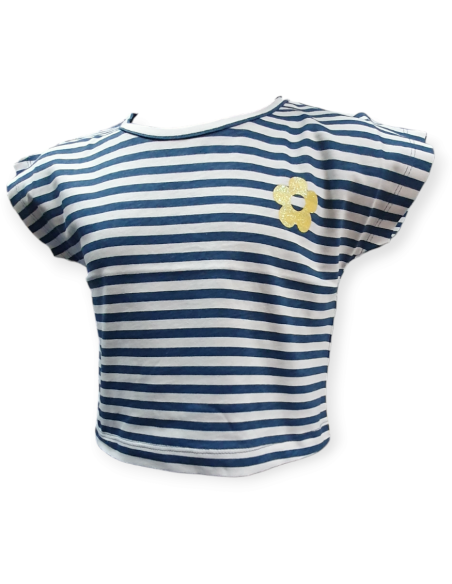 T-Shirt corta righe blu e bianca