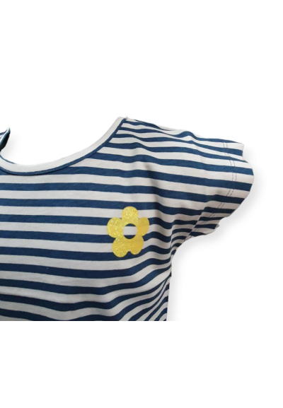 T-Shirt corta righe blu e bianca