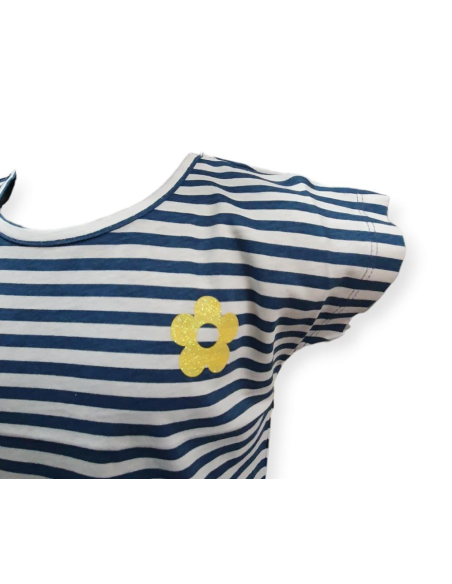 T-Shirt corta righe blu e bianca