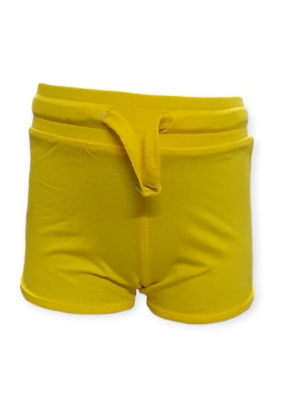 Pantaloncino bambina in cotone giallo.