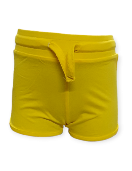Pantaloncino bambina in cotone giallo.