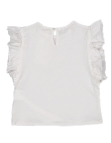 T-Shirt bianca con volant su maniche 2