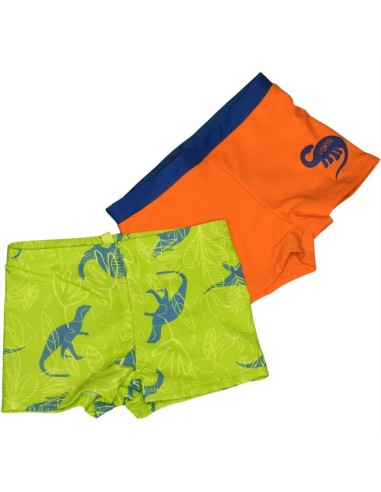Set di Costumi da Bagno Bambino: Arancione con Dinosauro e Fluo con Di