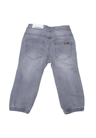 Pantaloni grigio per bambini con elastico alla caviglia.