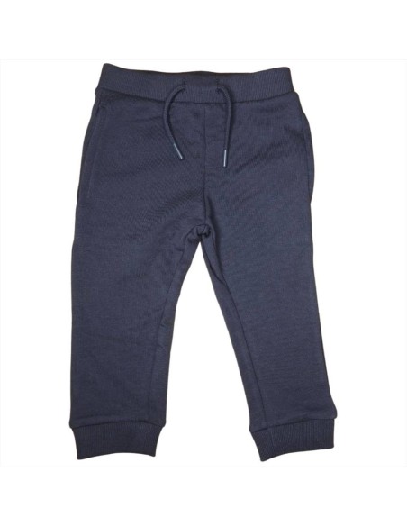 Pantaloni bambino, blu scuro, con coulisse in vita e polsini alle cavi