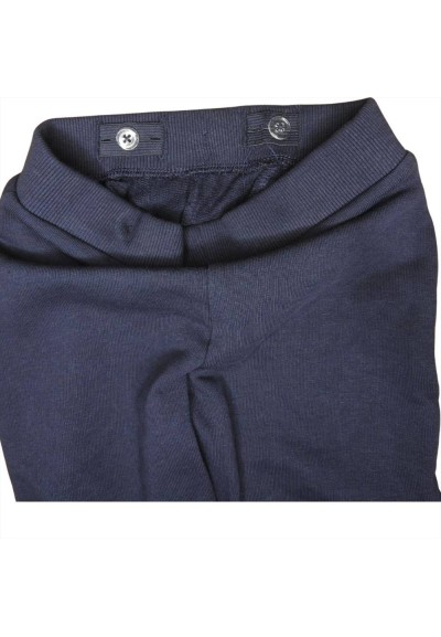 Pantaloni bambino, blu scuro, con coulisse in vita e polsini alle cavi