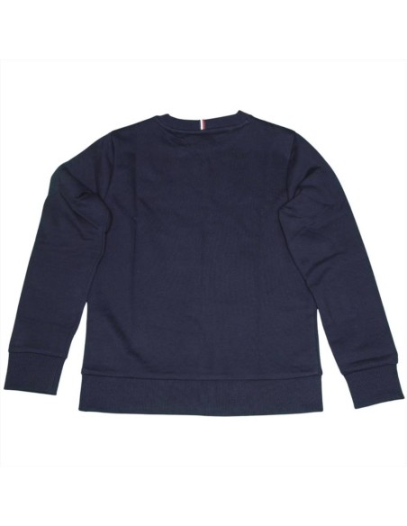 Felpa Ragazzo Blu Scura Hilfiger con Scritta Bianco Geoide - Stile Cas