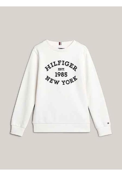 Felpa monotype flock reg sweatshirt bianca  tommy hilfiger