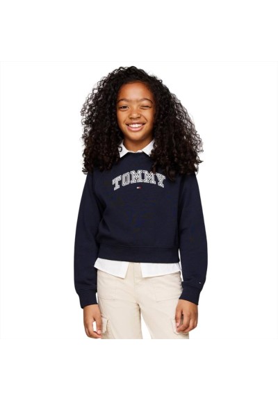 Felpa Ragazza Tommy Hilfiger - Ricamo Rosa e Bianco