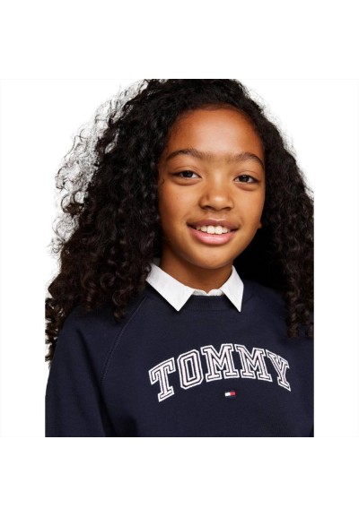 Felpa Ragazza Tommy Hilfiger - Ricamo Rosa e Bianco