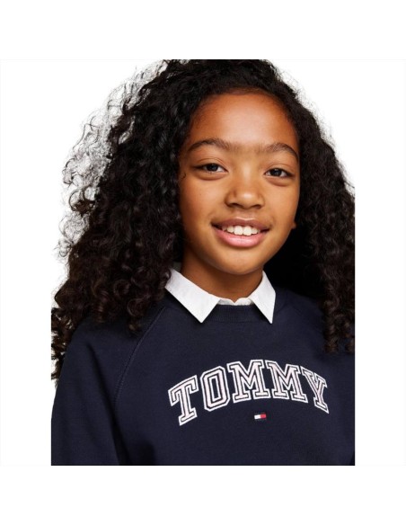 Felpa Ragazza Tommy Hilfiger - Ricamo Rosa e Bianco