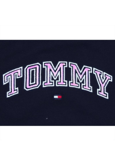 Felpa Ragazza Tommy Hilfiger - Ricamo Rosa e Bianco