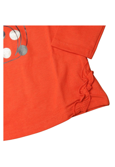T-Shirt maniche lunghe stampa gattino a pois color rossa.  - Vendita o