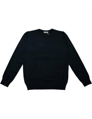 Maglione Uomo Cotone Nero con Polsini a Coste - Comfort e Stile Casual