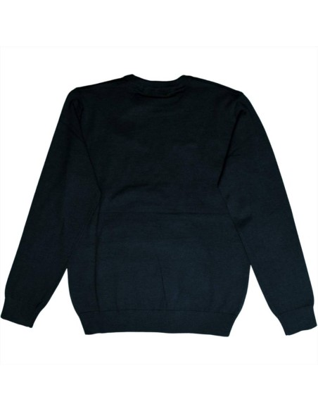 Maglione Uomo Cotone Nero con Polsini a Coste - Comfort e Stile Casual