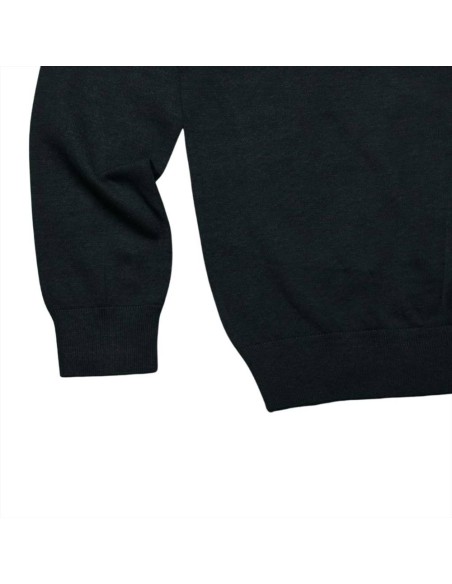 Maglione Uomo Cotone Nero con Polsini a Coste - Comfort e Stile Casual