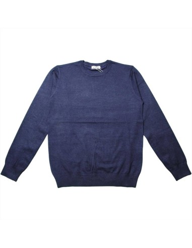 Maglione Uomo Cotone Blu con Polsini a Coste - Comfort e Stile Casual