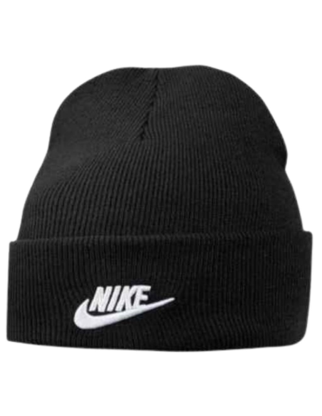 Cuffietta Nike nera per ragazzi, con logo ricamato nel risvolto.  - Ve