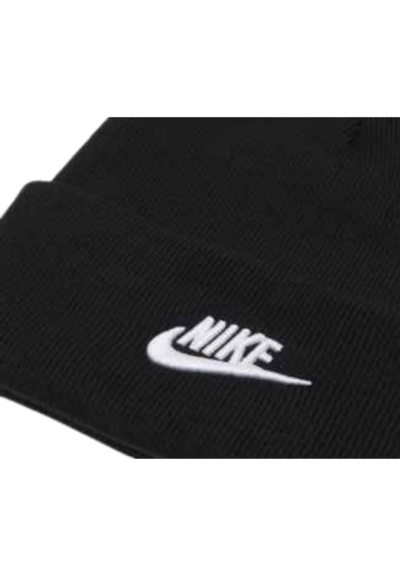 Cuffietta Nike nera per ragazzi, con logo ricamato nel risvolto.  - Ve