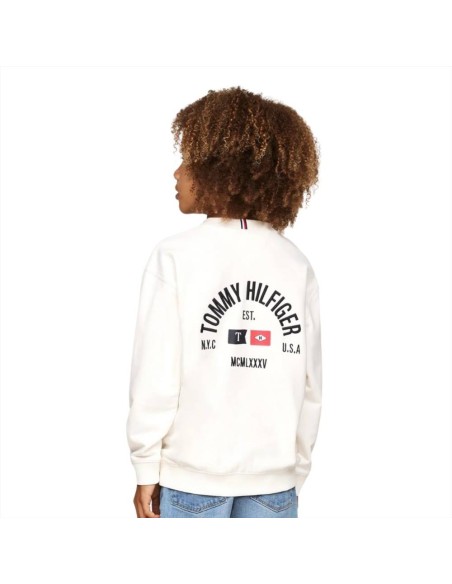 Felpa Bianca Stile Nautico Tommy Hilfiger da Ragazzo  - Vendita online