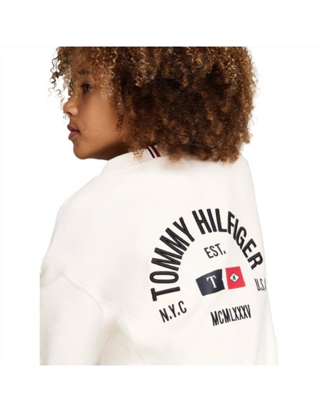 Felpa Bianca Stile Nautico Tommy Hilfiger da Ragazzo  - Vendita online