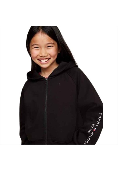 Felpa con zip da ragazza ,blu della Tommy Hilfiger  - Vendita online |