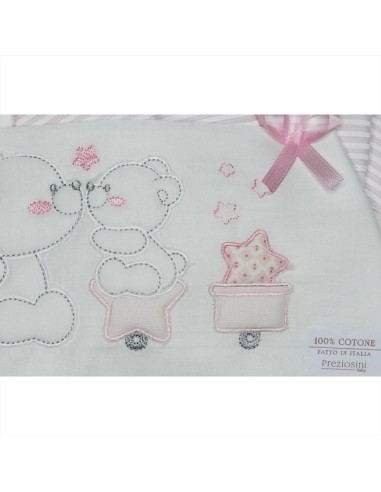 Lenzuolini bambina 3 pz. rosa fantasia e ricamo  - Vendita online | GB 2