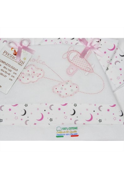 Lenzuolini bambina 3 pz. rosa nuvole  - Vendita online | GBMsport.it