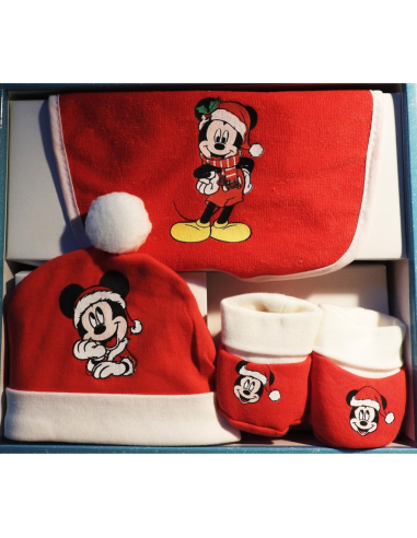 Bavetta+Capellino+Calzini rossi Natalizio con Mickey  - Vendita online