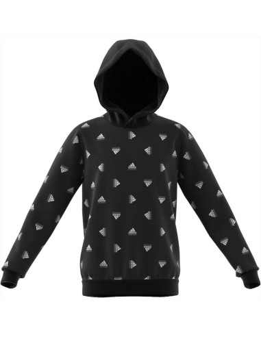 Felpa nera adidas con cappuccio Brand Love Allover Print