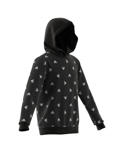 Felpa nera adidas con cappuccio Brand Love Allover Print 2