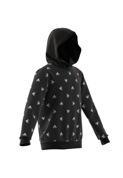 Felpa nera adidas con cappuccio Brand Love Allover Print