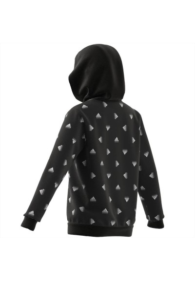 Felpa nera adidas con cappuccio Brand Love Allover Print