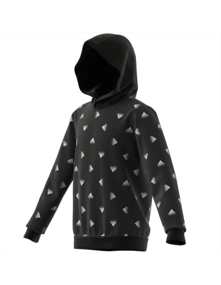 Felpa nera adidas con cappuccio Brand Love Allover Print